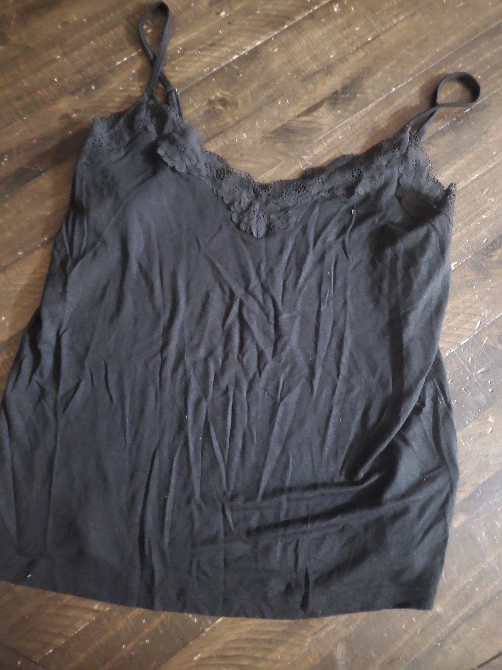 Auden Black Lace-Trim Pajama Top